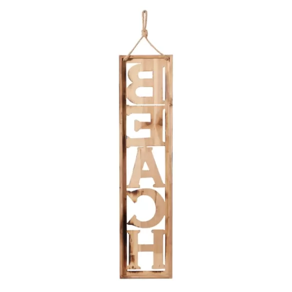 Wall Quotes & Signs-Kirkland's Home Wood Cut-Out Beach Hanging Wall Plaque White/Blue/Brown