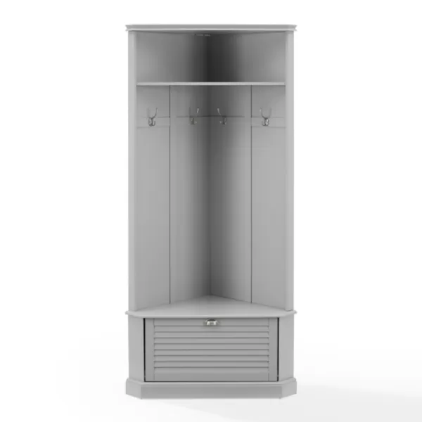 Entryway Furniture-Kirkland's Home Wood Drop Door Corner Hall Tree Gray