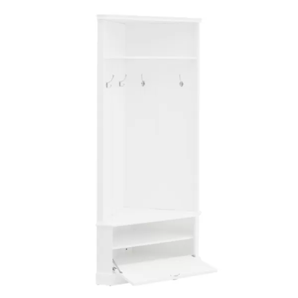 Entryway Furniture-Kirkland's Home Wood Drop Door Corner Hall Tree White