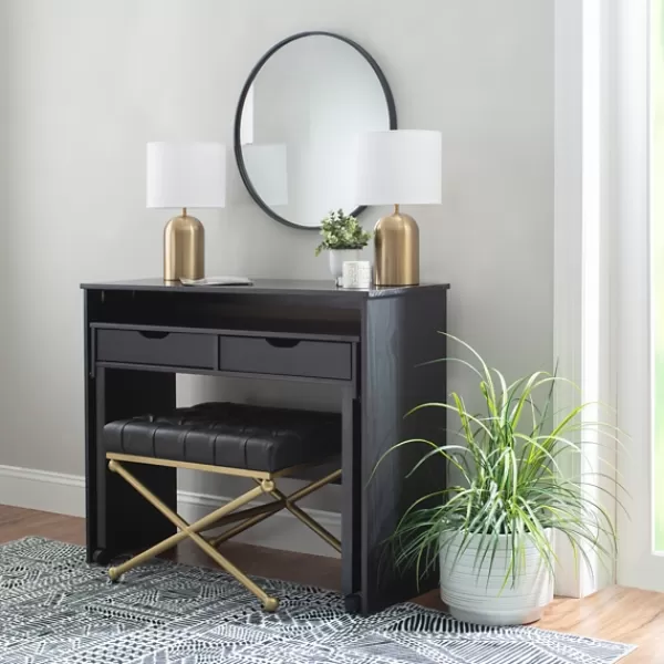 Office Furniture-Kirkland's Home Wood Extendable Desk Black