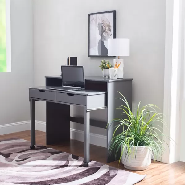 Office Furniture-Kirkland's Home Wood Extendable Desk Gray