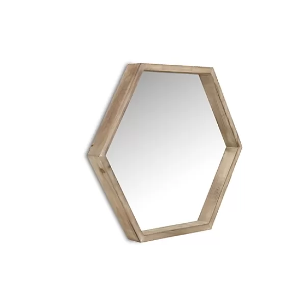 Decorative Mirrors-Kirkland's Home Wood Frame Hexagon Wall Mirror