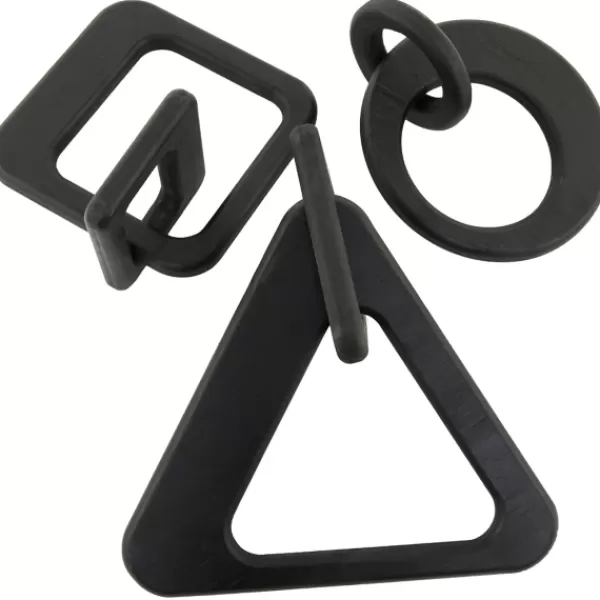 Statues & Figurines-Kirkland's Home Wood Geometric Chain Sculptures, Set Of 3 Black
