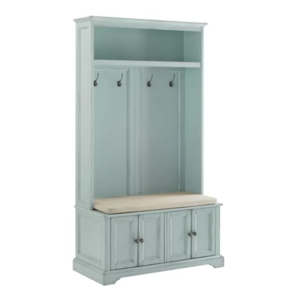 Entryway Furniture-Kirkland's Home Wood Hall Tree With Cushioned Bench Blue