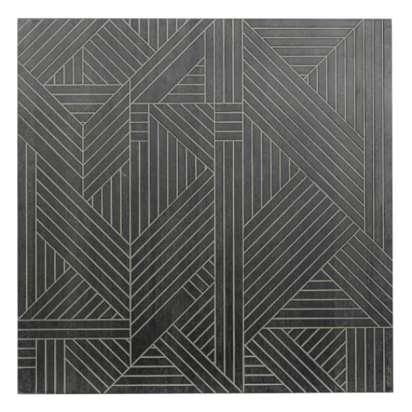Wall Plaques-Kirkland's Home Wood Intersecting Carved Lines Wall Plaque Black