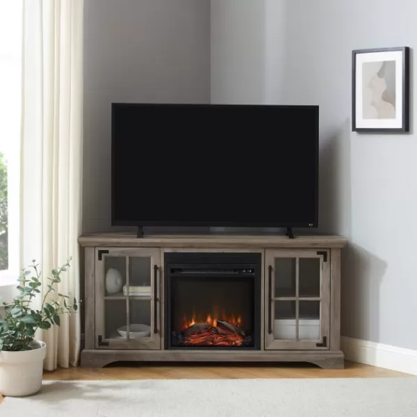 Tv Stands & Media Consoles-Kirkland's Home Wood Led Fireplace Media Cabinet Gray