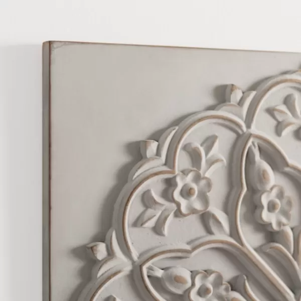 Wall Plaques-Kirkland's Home Wood Medallion 4-Pc. Wall Plaque Set Gray