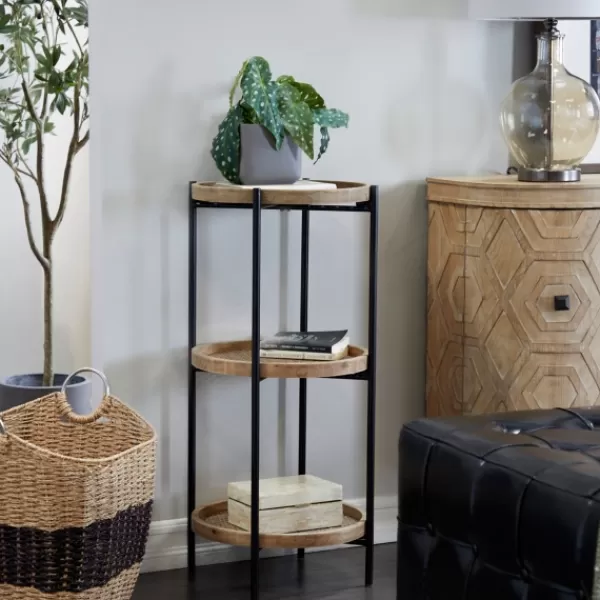 Accent & End Tables-Kirkland's Home Wood Mesh Woven 3-Tier Accent Table Brown