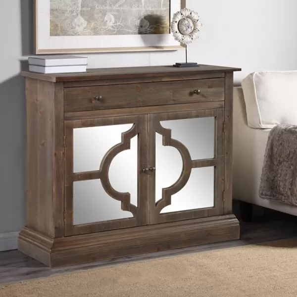 Cabinets & Sideboards-Kirkland's Home Wood Mirrored 2-Door Cabinet Brown