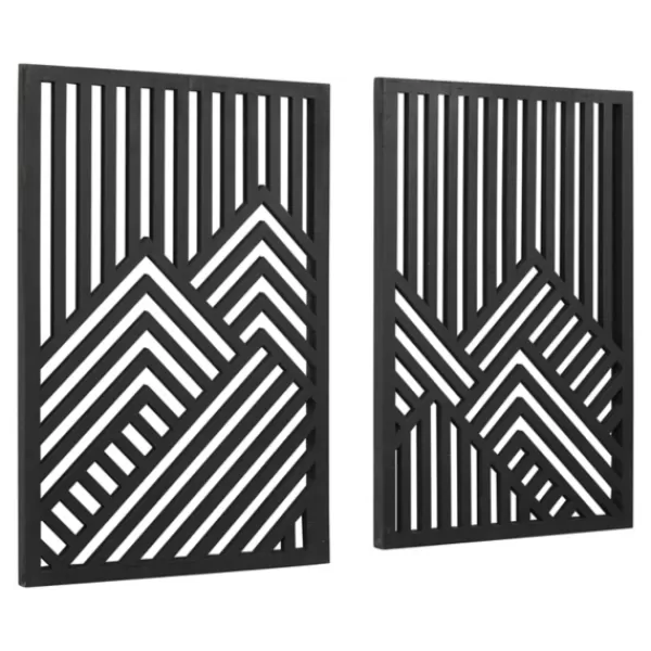 Wall Plaques-Kirkland's Home Wood Montour Wall Plaques, Set Of 2 Black