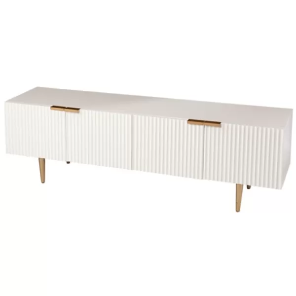 Tv Stands & Media Consoles-Kirkland's Home Wood Ribbed Doors Media Cabinet White