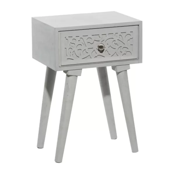 Accent & End Tables-Kirkland's Home Wood Scroll Drawer Accent Table Gray