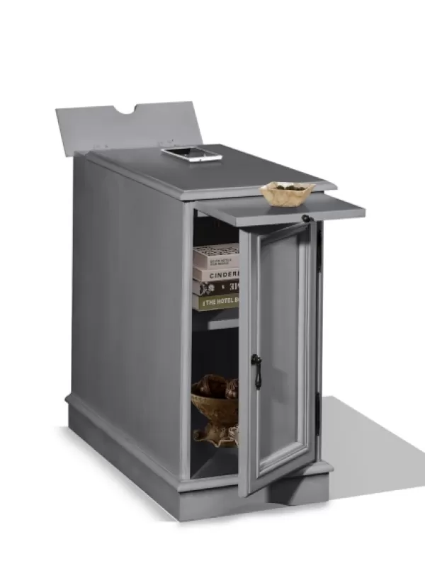 Accent & End Tables-Kirkland's Home Wood Storage And Charging Accent Table Gray