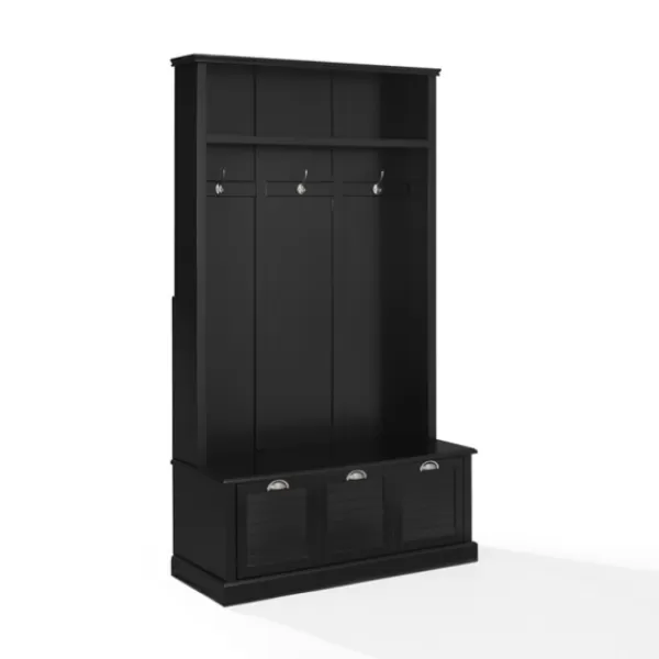 Entryway Furniture-Kirkland's Home Wood Storage Bench Hall Tree Black