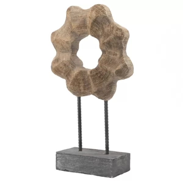 Statues & Figurines-Kirkland's Home Wood Wave Ring Figurine Brown