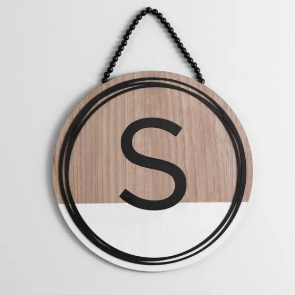 Monogram Wall Decor-Kirkland's Home Wooden Neutral Beaded Monogram S Plaque Tan/Black/White