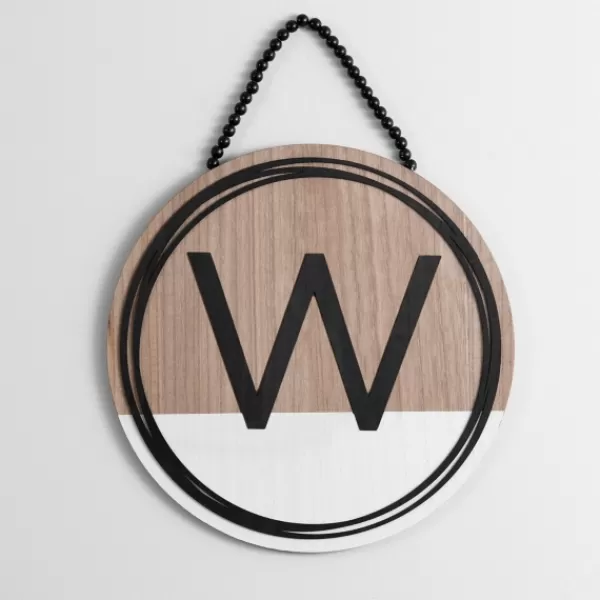 Monogram Wall Decor-Kirkland's Home Wooden Neutral Beaded Monogram W Plaque Tan/Black/White