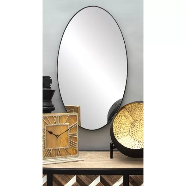 Decorative Mirrors-Kirkland's Home Wooden Oval Frame Wall Mirror Black