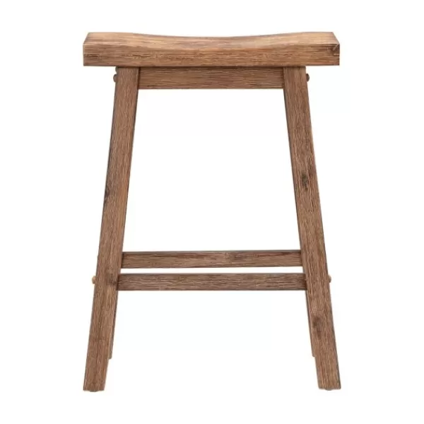 Bar Stools & Counter Height Stools-Kirkland's Home Wooden Saddle Seat Counter Stool Brown
