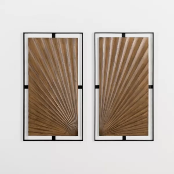 Wall Plaques-Kirkland's Home Wooden Starburst Metal Wall Plaques, Set Of 2 Brown