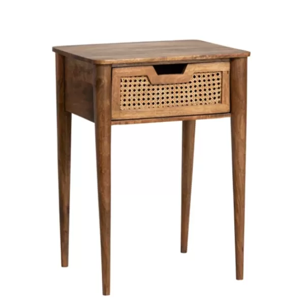 Accent & End Tables-Kirkland's Home Woven Cane And Mango Wood Side Table Brown