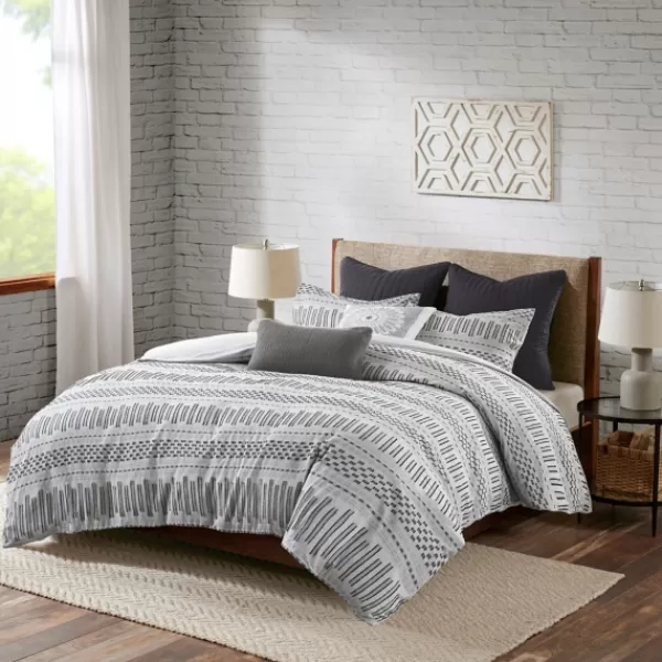 Comforters-Kirkland's Home Woven Jacquard California King Comforter Set Gray