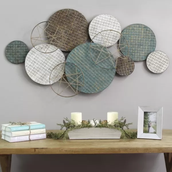Wall Plaques-Kirkland's Home Woven Textured Metal Plates Wall Sculpture Multi