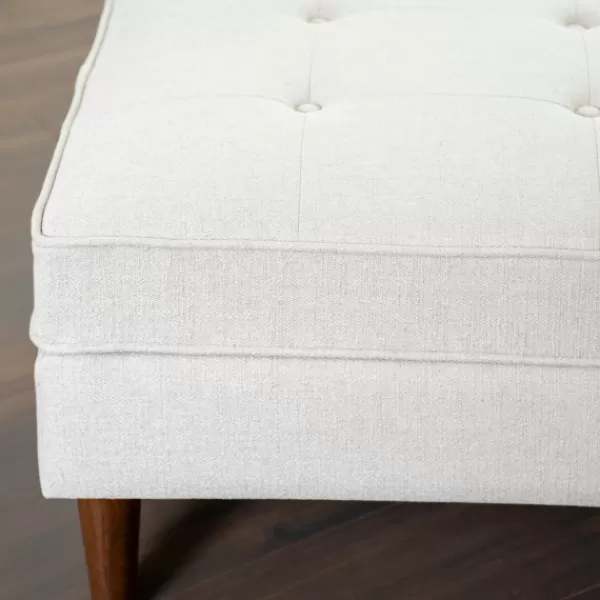 Benches & Ottomans-Kirkland's Home Wyatt Ecru Woven Ottoman Ivory