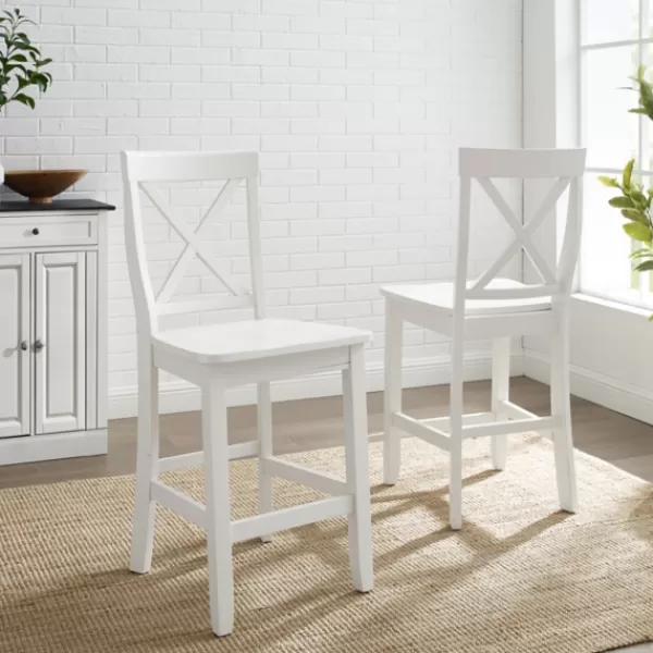 Bar Stools & Counter Height Stools-Kirkland's Home X-Back Farmhouse Counter Stools, Set Of 2 White