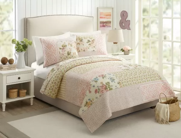 Quilts-Kirkland's Home Yellow And Pink Patchwork Blooms King Quilt Yellow/Pink