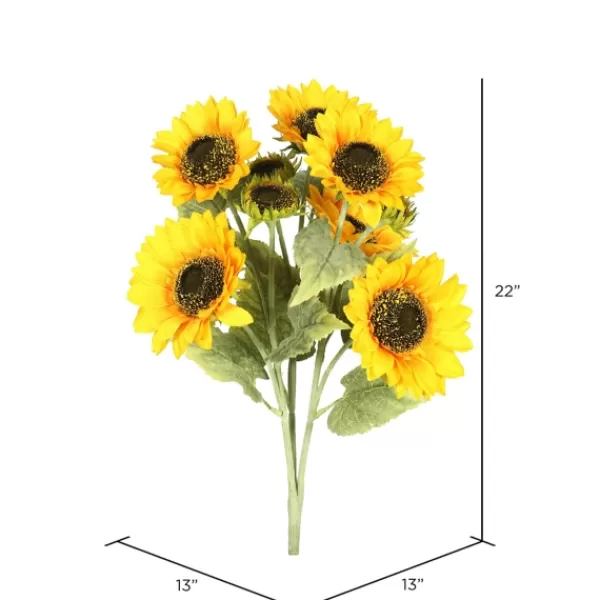 Stems & Bouquets-Kirkland's Home Yellow Sunflower Bush Blossoms Yellow/Brown