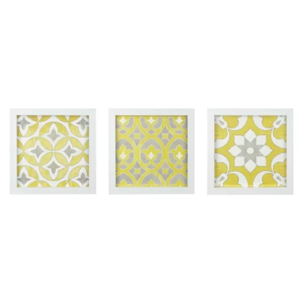 Framed Art-Kirkland's Home Yellow Tuscan Framed Wood Art Prints, Set Of 3 White/Yellow/Gray