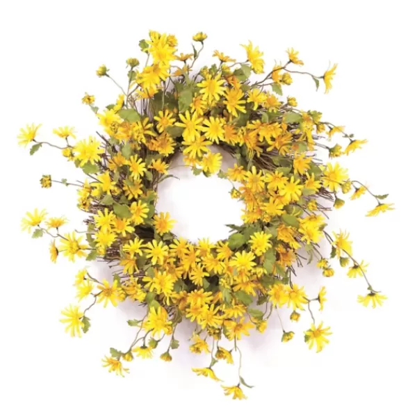 Wreaths-Kirkland's Home Yellow Wild Daisies Wreath Yellow/Green