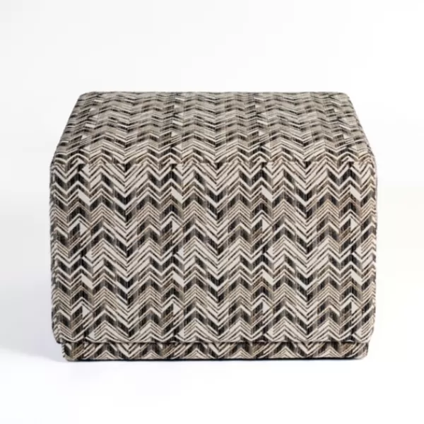 Benches & Ottomans-Kirkland's Home Zig Zag Upholstered Ottoman Gray/White/Black