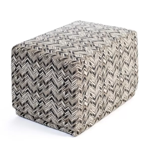 Benches & Ottomans-Kirkland's Home Zig Zag Upholstered Ottoman Gray/White/Black